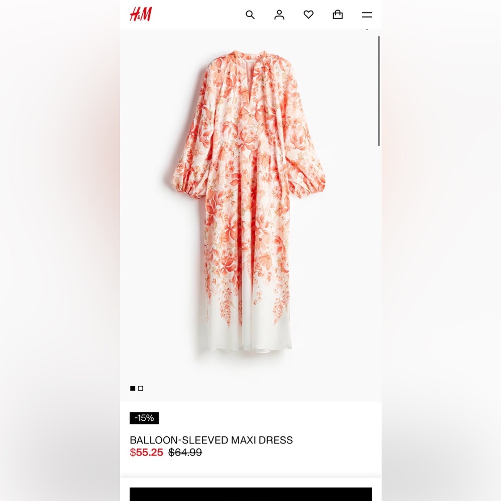 H&M Balloon-Sleeved Maxi Dress - Orange Floral SOLD OUT ONLINE